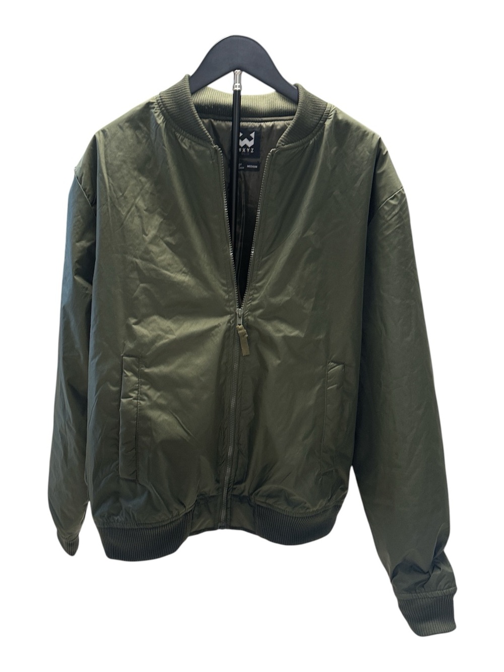 Olive Green Bomber Jacket by RVLZ - Lightweight Zip Front